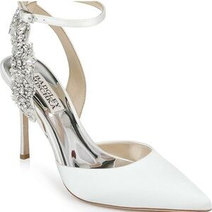 Badgley Mischka White Crystal Embellished Heels